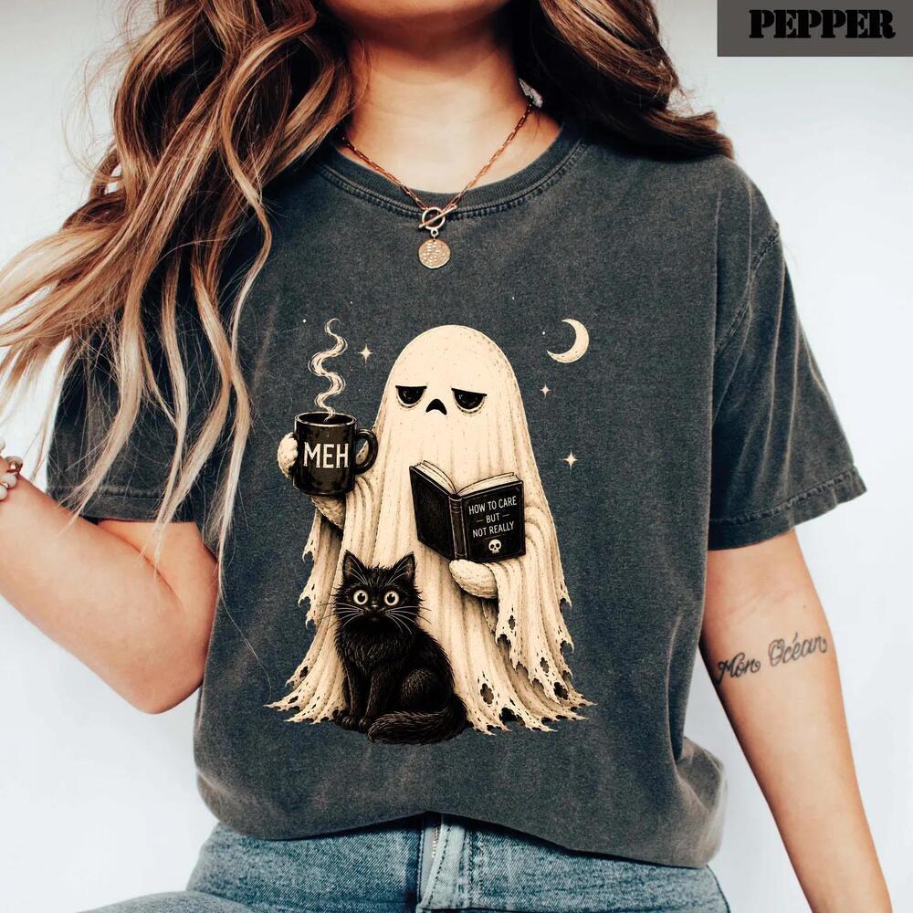 Funny Ghost Cat T-Shirt, Halloween Ghost Tee,  Tee